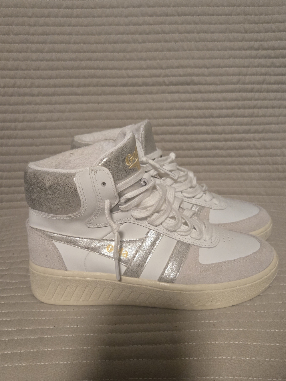 Gola White High-Top Sneakers with Silver Accents